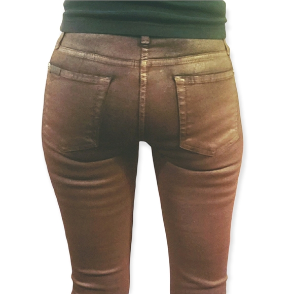 7 for All Mankind The Skinny Coated Jeans - Metallic Bronze/Brown - 24 - Picture 8 of 12